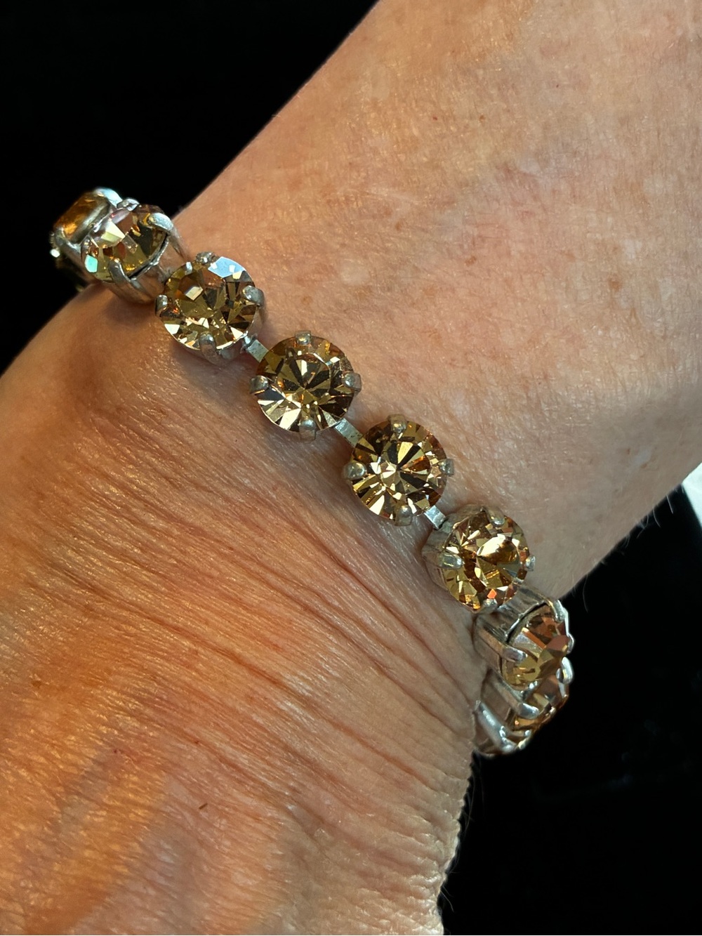 Sabika Champagne Swarovski Crystal Tennis Bracelet New